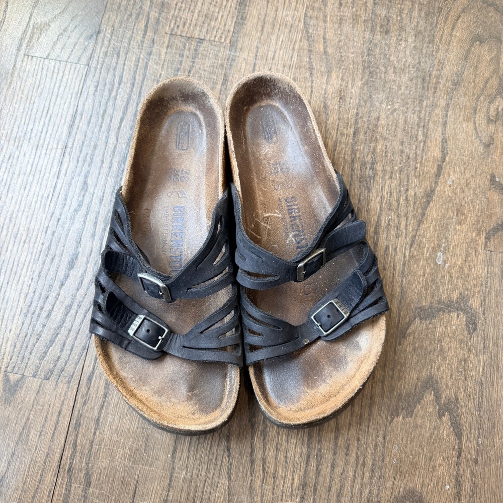 Birkenstock Granada black leather sandals women’s 38 regular
